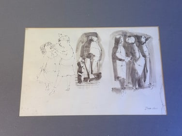 BOSA (fl. 1966) 'The Sketch Class', Figurative Pen and Ink Drawing, 1966