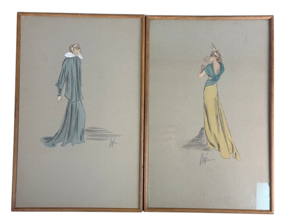 A Pair of Fashion Illustrations by Madeleine Wallis (1 of 4)