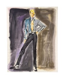 Fashion Illustration for Gucci, Watercolor and Ink on Paper