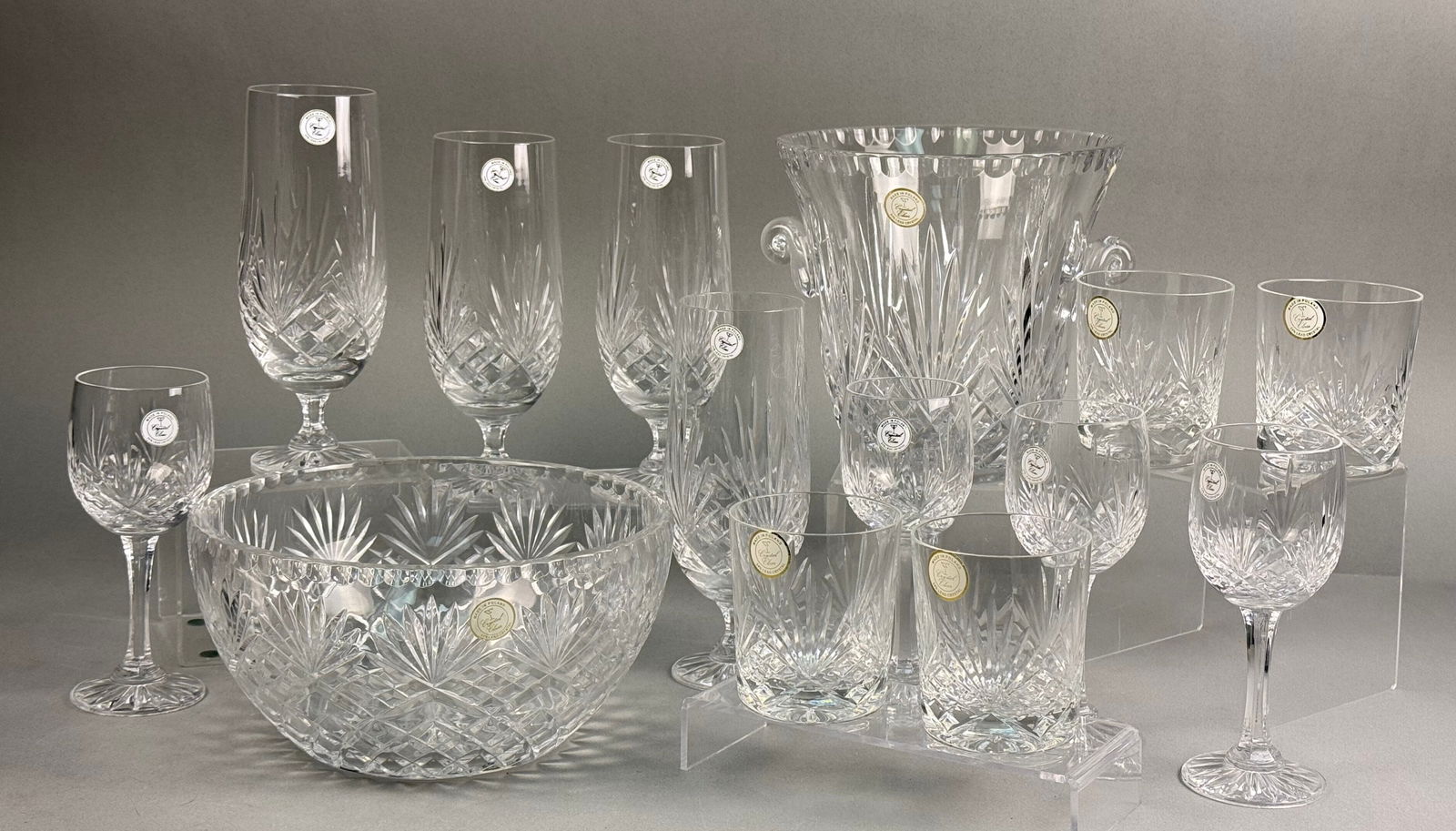 A Collection of Lead Crystal Glassware with Diamond and Starburst Cut Pattern, Made in Poland (1 of 9)