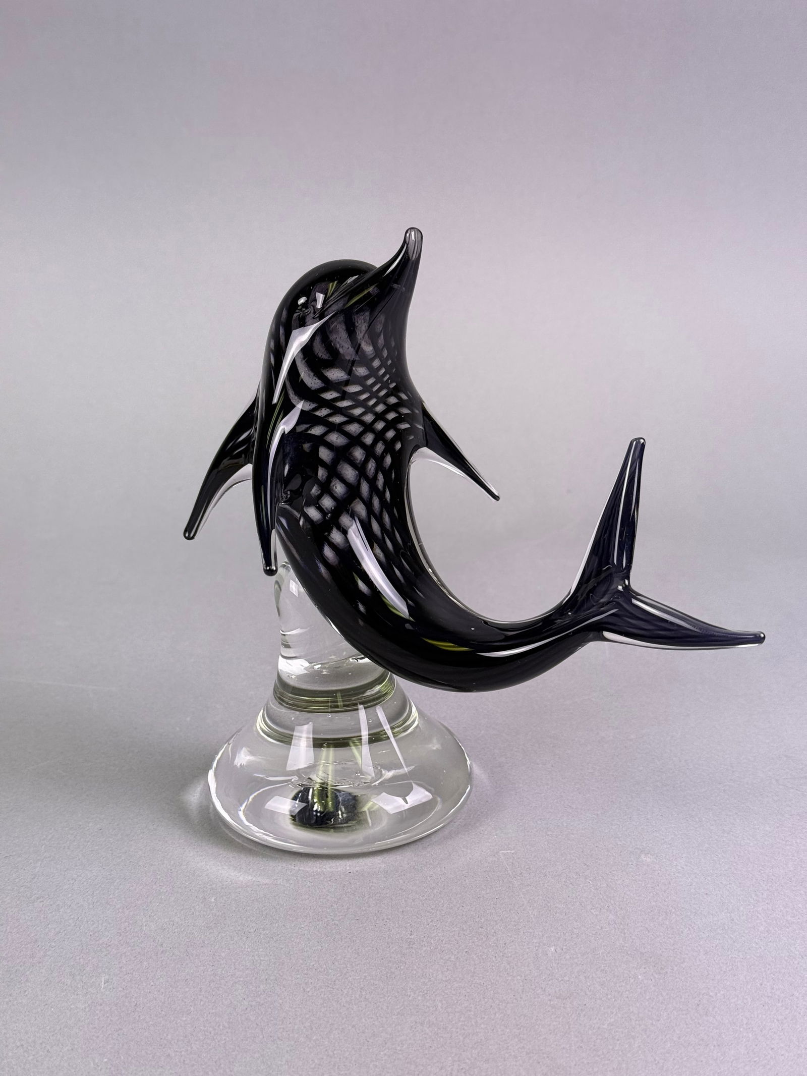 Murano Style Art Glass Dolphin Sculpture, Signed S.V. Janowski (1 of 7)