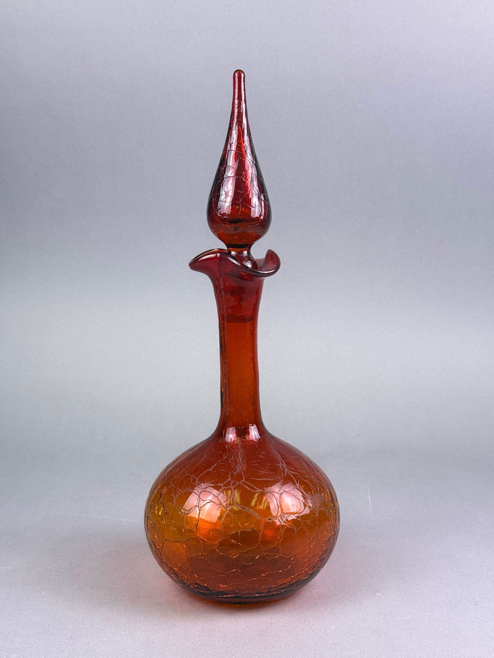 Blenko Amberina Crackle Glass Decanter (1 of 5)