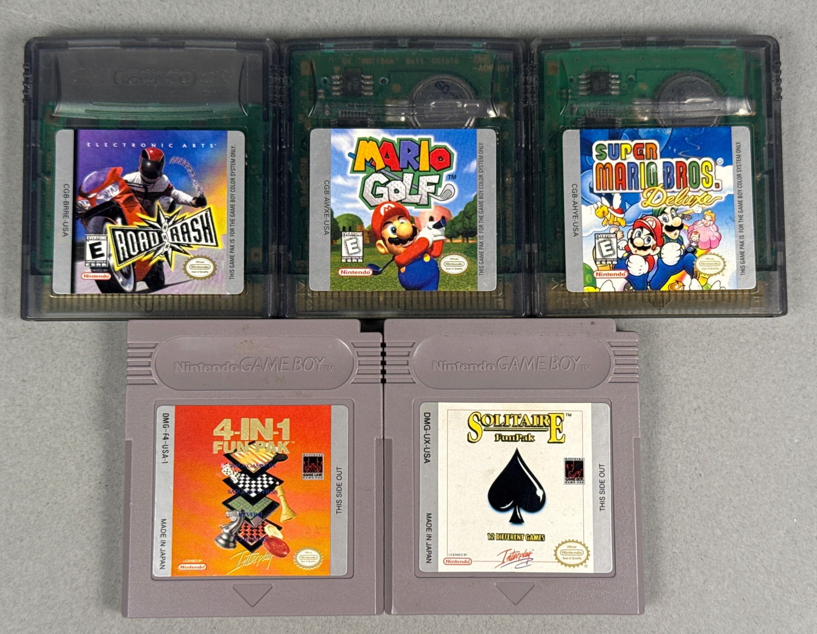 A Collection of Five Vintage Nintendo Game Boy and Game Boy Color Video Game Cartridges (1 of 3)