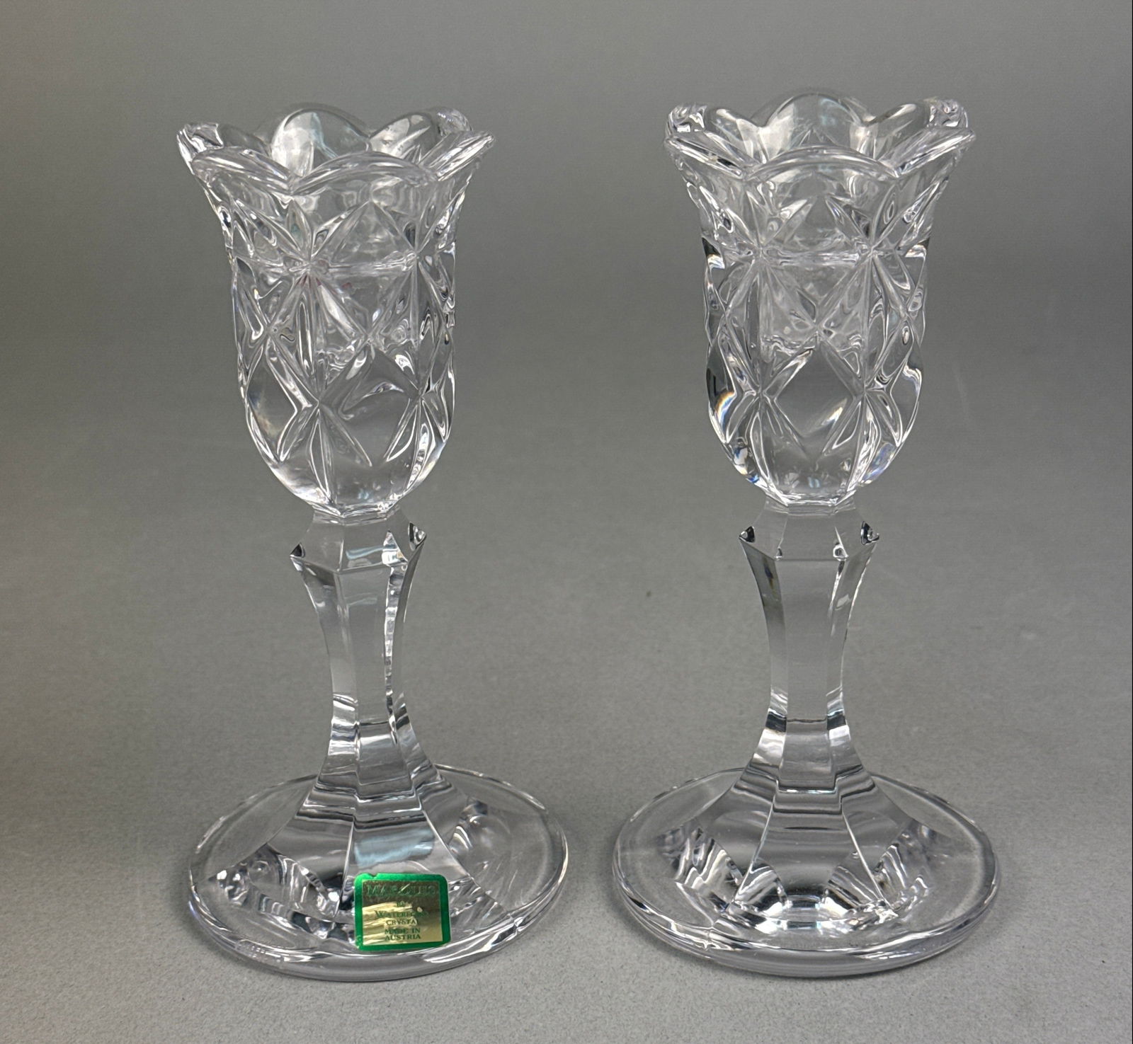 A Pair of Marquis by Waterford Amway Diamond Collection Crystal Candleholders (1 of 5)