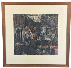 A Framed Semi-Abstract Mixed Media Composition on Paper
