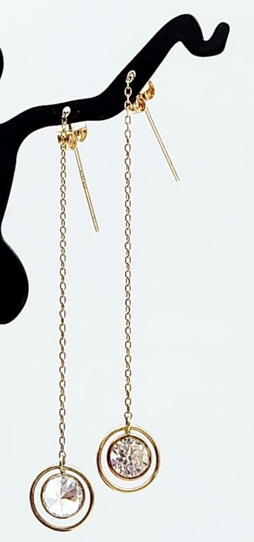 14K Gold CZ Threader Earrings 1.4 Grams: Backs are 14K.