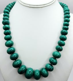 Graduated Turquoise Bead Hand Knotted Necklace