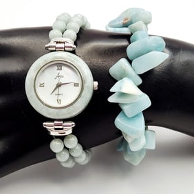Aria Green Jade & Sterling Watch 39.9 Grams &