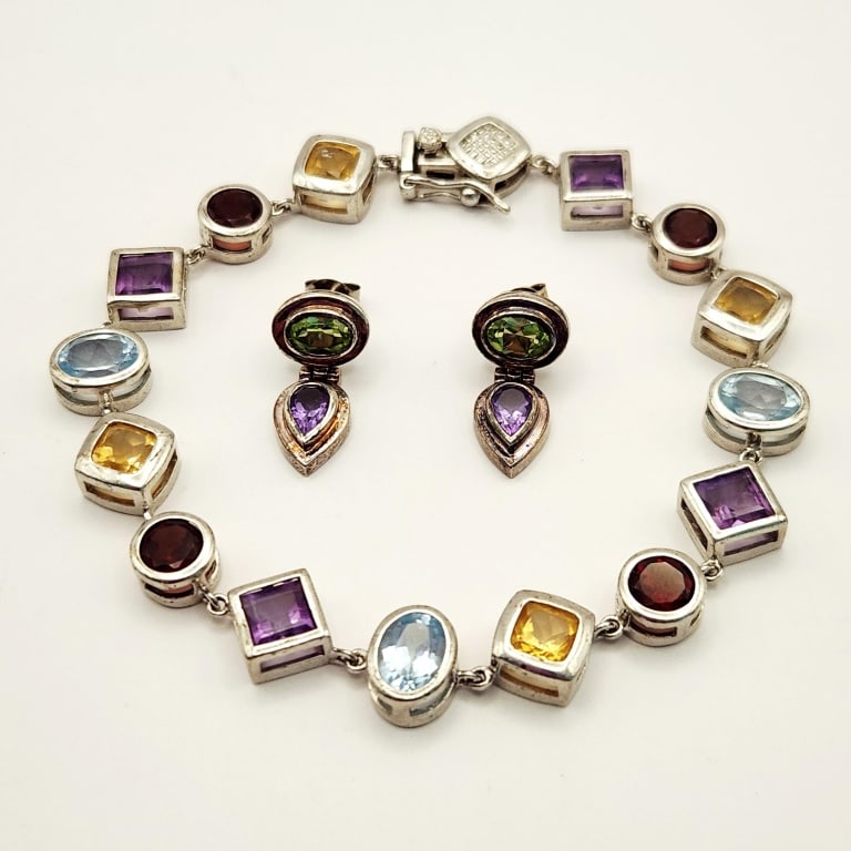 925 Sterling Multi-Gemstone Set 20.2 Grams (1 of 9)