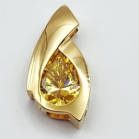 925 Vermeil Badavici Citrine CZ Pendant 9.6 Grams