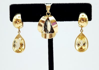 14K Gold Citrine Set 7.6 Grams