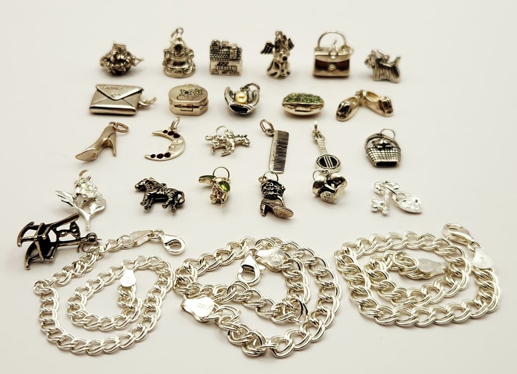 Sterling Assorted Charms & Bracelets 73.7 Grams (1 of 9)