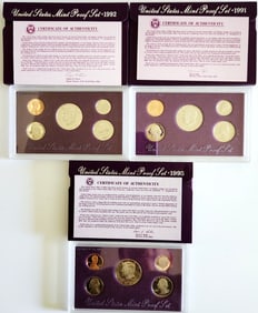 United States Mint Proof Sets 1991 1992 & 1993