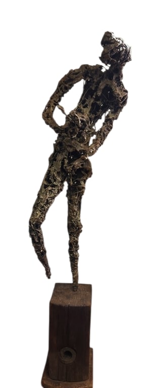 Composite Abstract Figurative Sculpture On Wood Block (1 of 14)