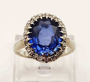 14K Sapphire & Diamond Ring 5.4 Grams