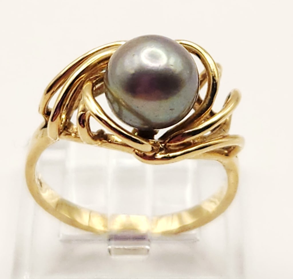 14K Black Pearl Ring 3.7 Grams (1 of 7)