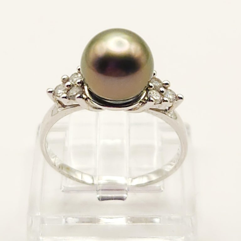 14K White Gold Black Pear Ring 3 Grams (1 of 6)
