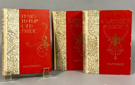 Three Altemus Edition Books by Nathaniel Hawthorne: 'Mosses From An Old Manse', 'Twice-Told Tales',