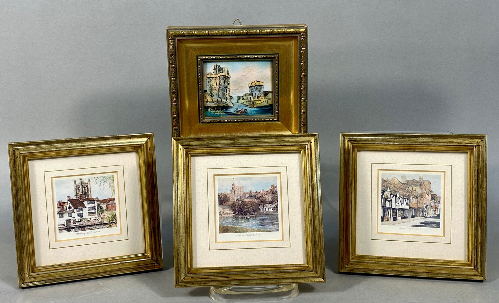 A Collection of Four Framed Artworks, including a Limoges Enamel by R. Restoueix and Three British (1 of 10)