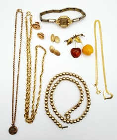 Lot Gold Filled & Plated Necklaces Cuff Links