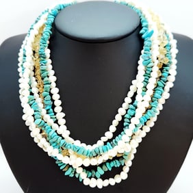 Ross Simons Turquoise Pearl and Citrine Multi