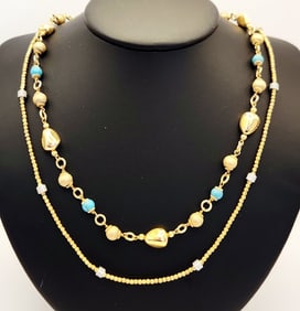 925 Vermeil & CZ & Turquoise Necklaces 40 Grams