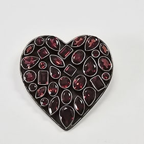 Nicky Butler Sterling Silver Garnet Brooch 21.6 Gr