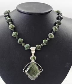 Jay King Sterling Nephrite Jade Necklace 57.8 Gram