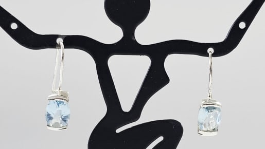 Sterling Silver Blue Topaz Drop Earrings 2.1 Grams (1 of 4)
