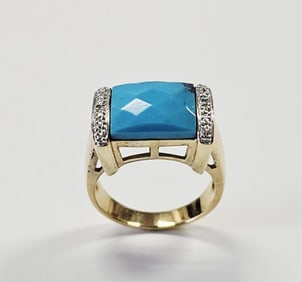Gold Plated Sterling Turquoise Ring 7.1 Grams