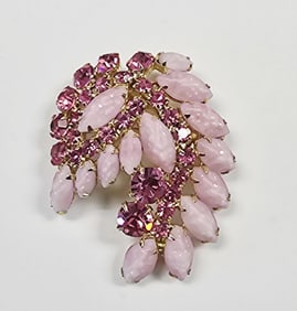 Vintage Signed Weiss Pink Rhinestone Brooch