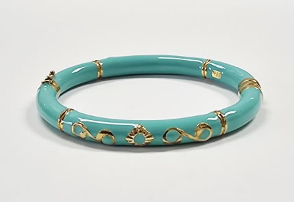 Gold Plated Sterling Enamel Hinge Bracelet 19.4 Gr (1 of 6)