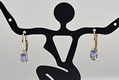 14K RGE Tanzanite Drop Earrings .89 Grams