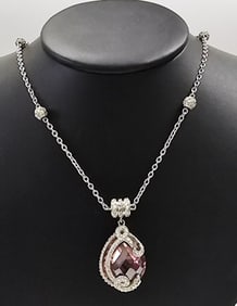 Joseph Esposito Sterling Pink & Clear CZ Necklace