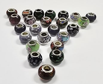 Large Collection Of 925 Pandora Style Glass Beads