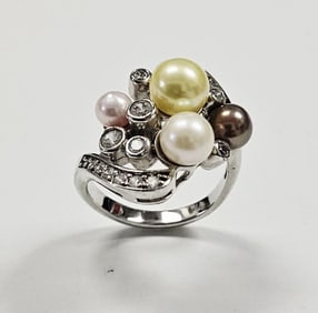 Joseph Esposito Sterling Multi-Color Pear Ring 9.6