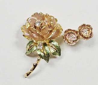 Graziano England Rose 1997 Gold Plated Enamel