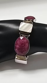 Sterling Red Chalcedony & Mother of Pearl 40.9 Gr
