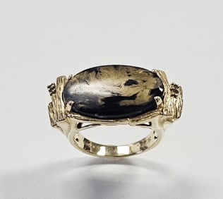 14K Yellow Gold Pyrite Ring 9.2 Grams