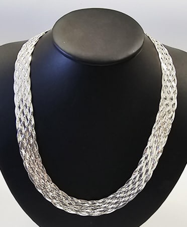 Sterling Silver Flat Braided Necklace 37.6 Grams (1 of 6)