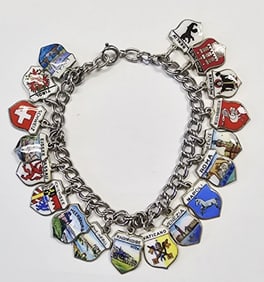Vintage Silver European Cities Charm Bracelet 26.6
