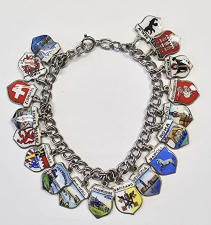 Vintage Silver European Cities Charm Bracelet 26.6: Bracelet weighs 26.6 Grams