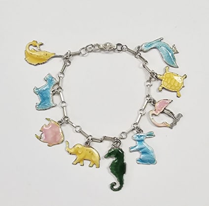 Vintage Sterling Enamel Sea Life Charm Bracelet: Bracelet weighs 12.3 GramsMeasures 6 inches