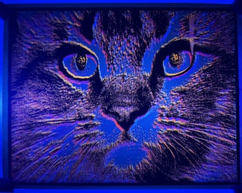 Vintage Psychedelic Blacklight Cat Art Print