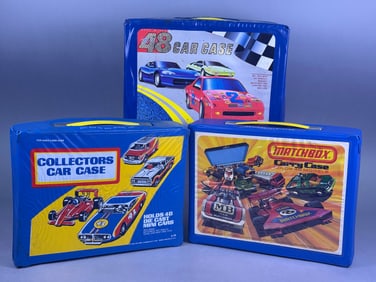 Three Vintage 48-Car Die-Cast Toy Carry Cases by Tara Toy Corp. and Matchbox