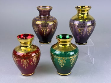 A Group of Vecchia Murano Gilded Glass Vases