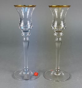 A Pair of MIKASA Jamestown Gold Crystal Candlesticks