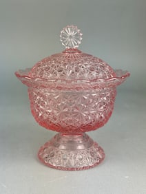 LG Wright Pink Daisy & Button Covered Compote
