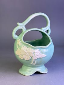 Weller Cameo Green and White Floral Basket