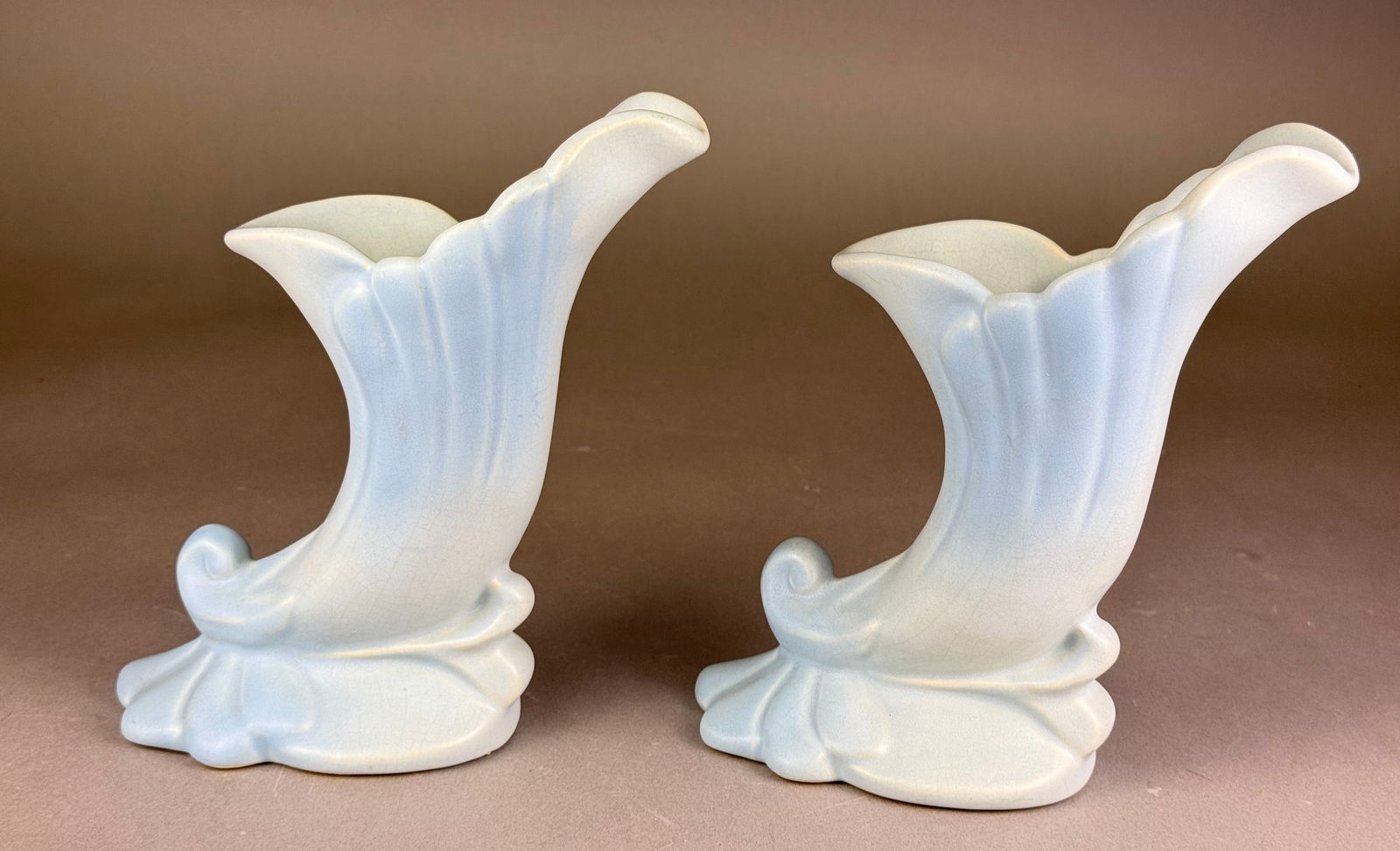 A Pair of Weller Ceramic Cornucopia Vases, Mid-20th Century (1 of 9)